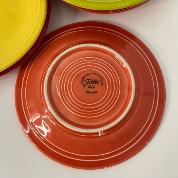 Fiesta Ware 7" LOT OF 6 Salad Bread Plate Red Orange Green - Picture 5 of 7
